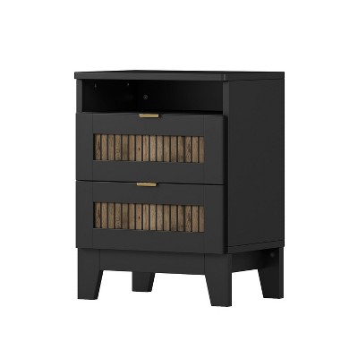NicBex Nightstand Bedside End Table with Metal Handle Drawers for Bedroom & Living Room