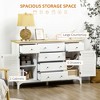 Sideboard Buffet Cabinet with Storage Drawers, Rubber Wood Top and Adjustable Shelves, Kitchen Cabinet Coffee Bar Cabinet - 4 of 4