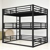 Queen Over Full XL Over Queen Bunk Bed, Metal Triple Bunk Bed Frame with Guardrails, Heavy-Duty Noise-Reduced Design,kids bed - 3 of 4