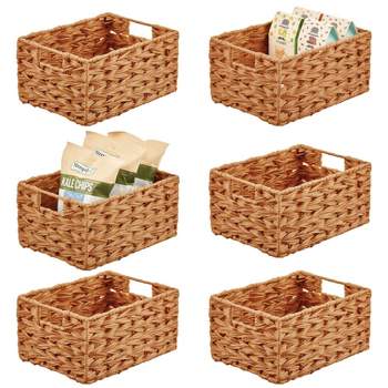 mDesign Woven Farmhouse Kitchen Pantry Storage Basket Box, 3 Pack,  Cream/Beige