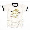 S.W.Smiley Christmas Heart Eyes - Women's Ringer Graphic T-Shirt - 2 of 3