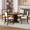 Farmhouse 5-Piece Extendable Dining Table Set with 4 Upholstered Chairs, Extendable Dining Table with 15.7" Leaf - ModernLuxe - 2 of 4