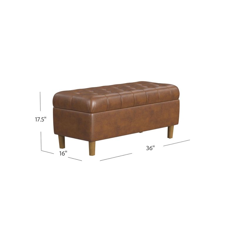 Button Tufted Storage Bench with Cone Wood Legs - HomePop, 5 of 9
