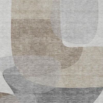 HomeRoots 5' X 8' Taupe And Gray Abstract Washable Indoor Outdoor Area Rug