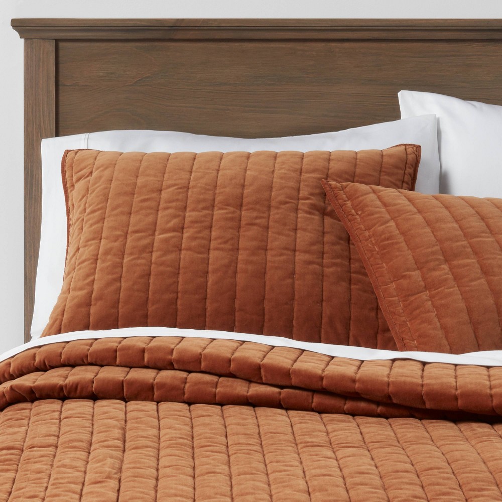 Full/Queen Channel Stitch Velvet Quilt Caramel Threshold™