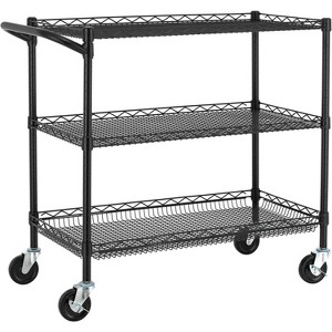Finnhomy 3 Tier Heavy Duty Commercial Grade Utility Cart, Wire Rolling Cart with Handle Bar - 1 of 3