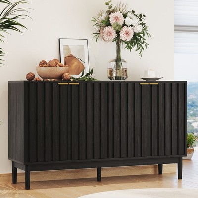 Fluted Storage Cabinet , Buffet Cabinet Sideborad with Door, Kitchen Buffet Storage Accent Cabinet with Adjustable Shelves