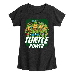 Girls' - Teenage Mutant Ninja Turtles - Leo and Brothers Turtle Power Fitted Short Sleeve Graphic T-Shirt - 1 of 4