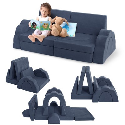 11Pcs Modular Kids Couch for Toddler Creative Play, Kids Convertible Sofa Foam Couch Playset for Playroom