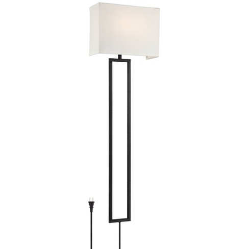 Possini Euro Design Modern Swing Arm Wall Lamp Cord Cover Brushed Nickel  Plug-in Light Fixture White Cotton Cylinder Shade Bedroom : Target
