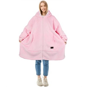 Solaris Full Fleece Zip-Up Blanket Hoodie Woman Sweatshirt, Large Wearable Flannel Blanket Pullover, Warm Outerwear for Women Men Girls Boys, Gifts - 1 of 4