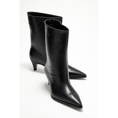 Aleo - Black Leather Pointed Toe Boot (Women) black 8 Forever & Always Shoes US