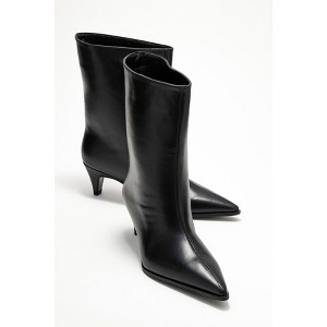 Aleo - Black Leather Pointed Toe Boot (Women) black 7 Forever & Always Shoes US - 1 of 4