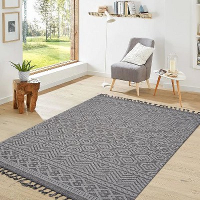 Kumasinova Trendy Geometric Indoor / Outdoor Area Rug, Stain-Resistant Area Rug for Living Room, Non-Shedding Door Mat, Kid & Pet-Friendly