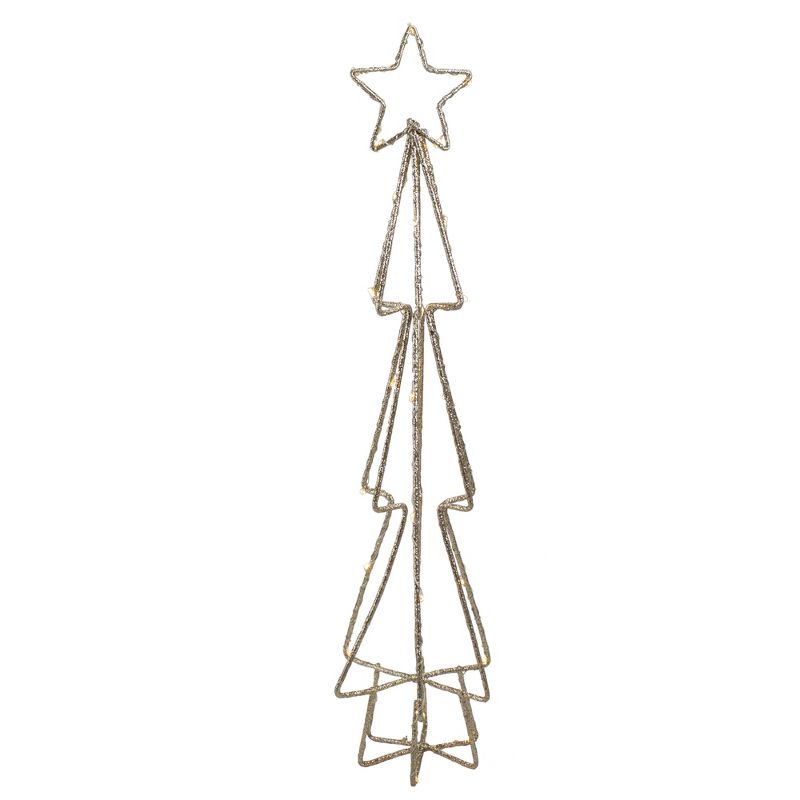 Northlight 17.5" LED Lighted B/O Gold Glittered Wire Christmas Cone Tree - Warm White Lights, 1 of 6