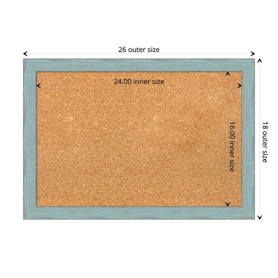 Sky Blue Rustic Wood Framed Cork Bulletin Board