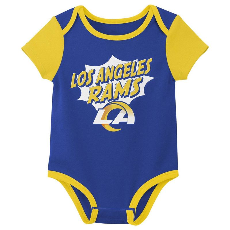 NFL Los Angeles Rams Infant Boys&#39; 3pk Bodysuit, 4 of 5