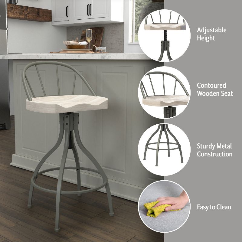 Worland Metal Adjustable Height with Back Swivel Stool - Hillsdale Furniture, 3 of 29