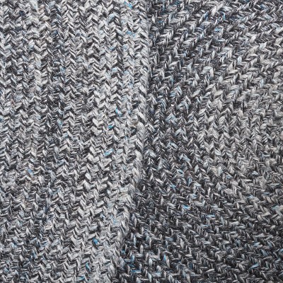 Handmade Dark Grey and Light Blue Round Braided Rug