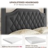 Queen Canopy Bed Frame Upholstered Button Tufted Headboard Four Poster Design Slide Rail No Box Spring Wooden Slatted Structure Gray - 4 of 4