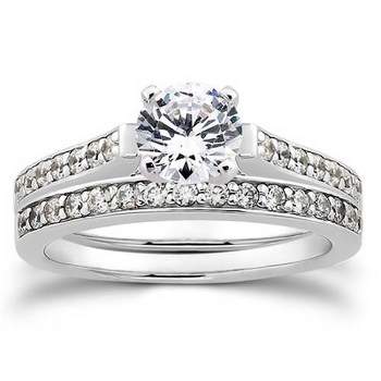 Pompeii3 1/2ct Diamond Engagement Matching Wedding 14K White Gold Ring Set