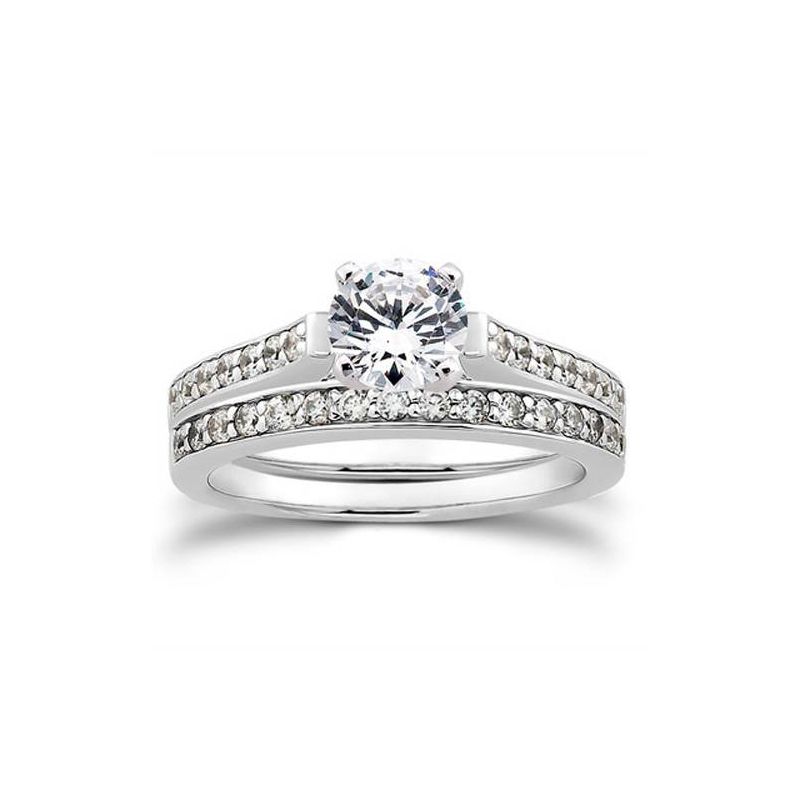 Pompeii3 1/2ct Diamond Engagement Matching Wedding 14K White Gold Ring Set, 1 of 6