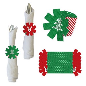 Big Dot of Happiness Ugly Sweater - Holiday and Christmas Party Paper Napkin Holder - Napkin Rings - Set of 24 - 1 of 4