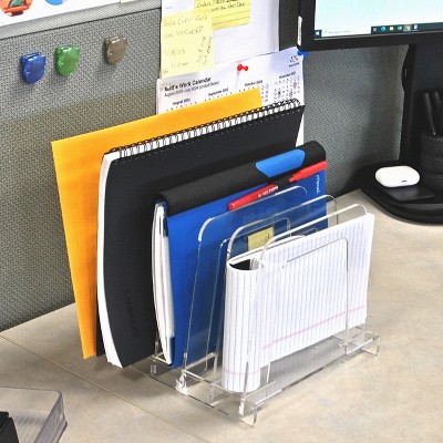 Clear Acrylic File Sorting Desk Organizer with Five Compartments