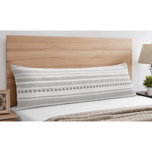 Sweet Jojo Designs Body Pillow Cover (Pillow Not Included) 54in.x20in. Boho Geometric Jacquard Grey Ivory Black White - 1 of 4