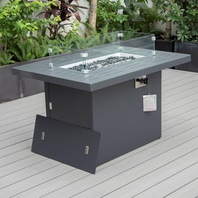 Chelsea Black Aluminum Gas Fire Pit Table with Glass Shield