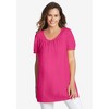 Woman Within Plus Size Perfect Short-Sleeve Shirred U-Neck Tunic - 4 of 4