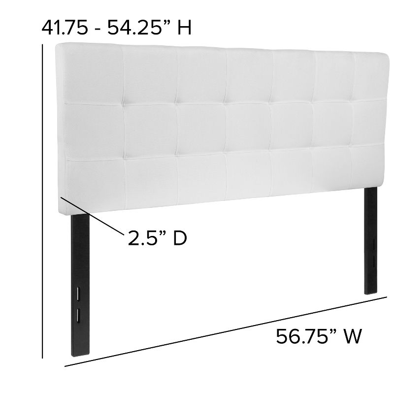 Flash Furniture Bedford Tufted Upholstered Full Size Headboard in White Fabric, 6 of 10