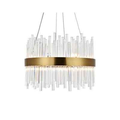 Dallas 14-Light Gold Chandelier with Clear Crystal Rods