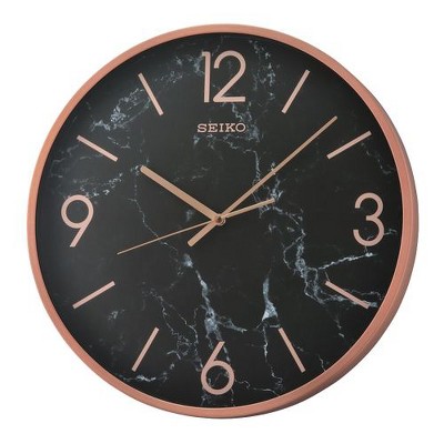 Seiko 16" Noir Wall Clock, Black & Rose Gold