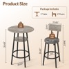 Zevemomo 3 Pieces Round Bar Table Set,Small Dining Table for 2, with Storage,Upholstered Stools with Backrest for Kitchen,Dining Room & Bistro-Grey - 2 of 4