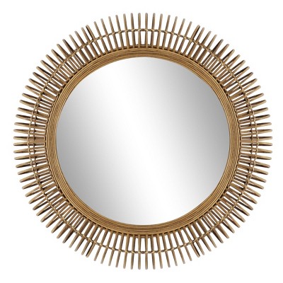 32" Large Round Natural Wicker Wall Mirror - Olivia & May