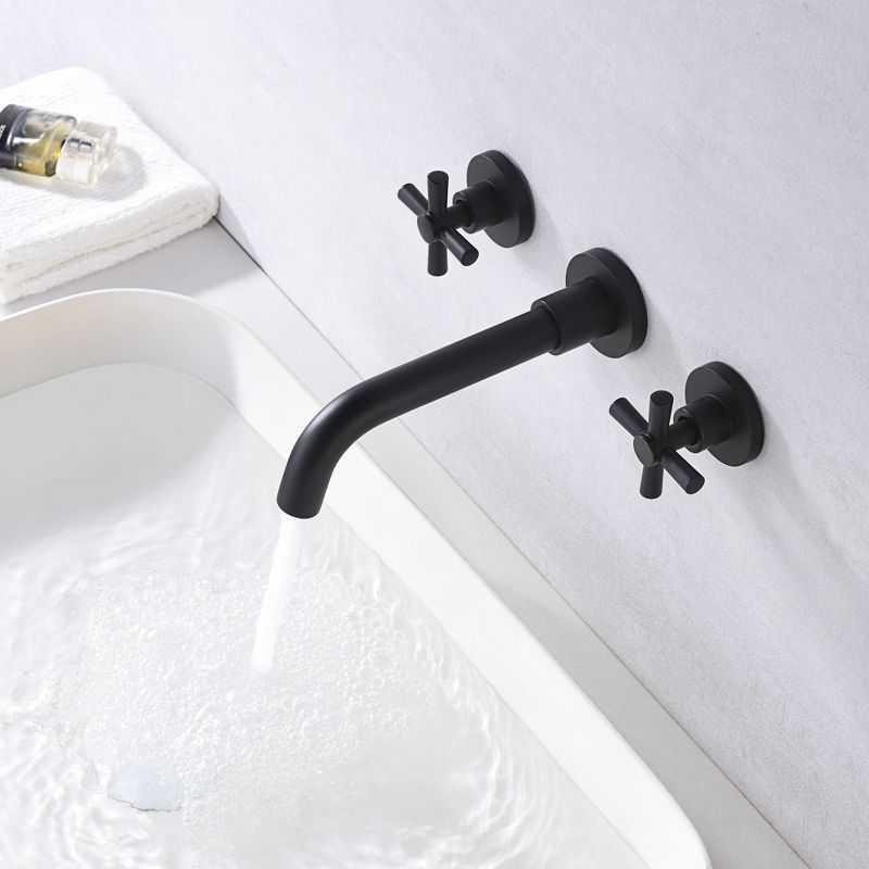 Sumerain Matte Black Bathroom Faucet, Wall Mount Bathroom Sink Faucets with Brass Rough-in Valve, 3 of 8