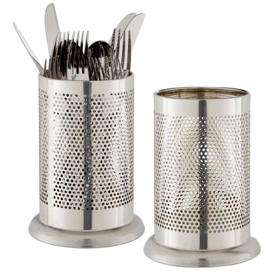 Okuna Outpost 2 Pack Round Stainless Steel Kitchen Utensil Holder for Countertop, 6 Inches
