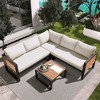 4-Piece Outdoor Patio Conversation Set, L-Shaped Sectional Sofa with Cushions & Coffee Table for Garden/Backyard/Porch - ModernLuxe - 2 of 4