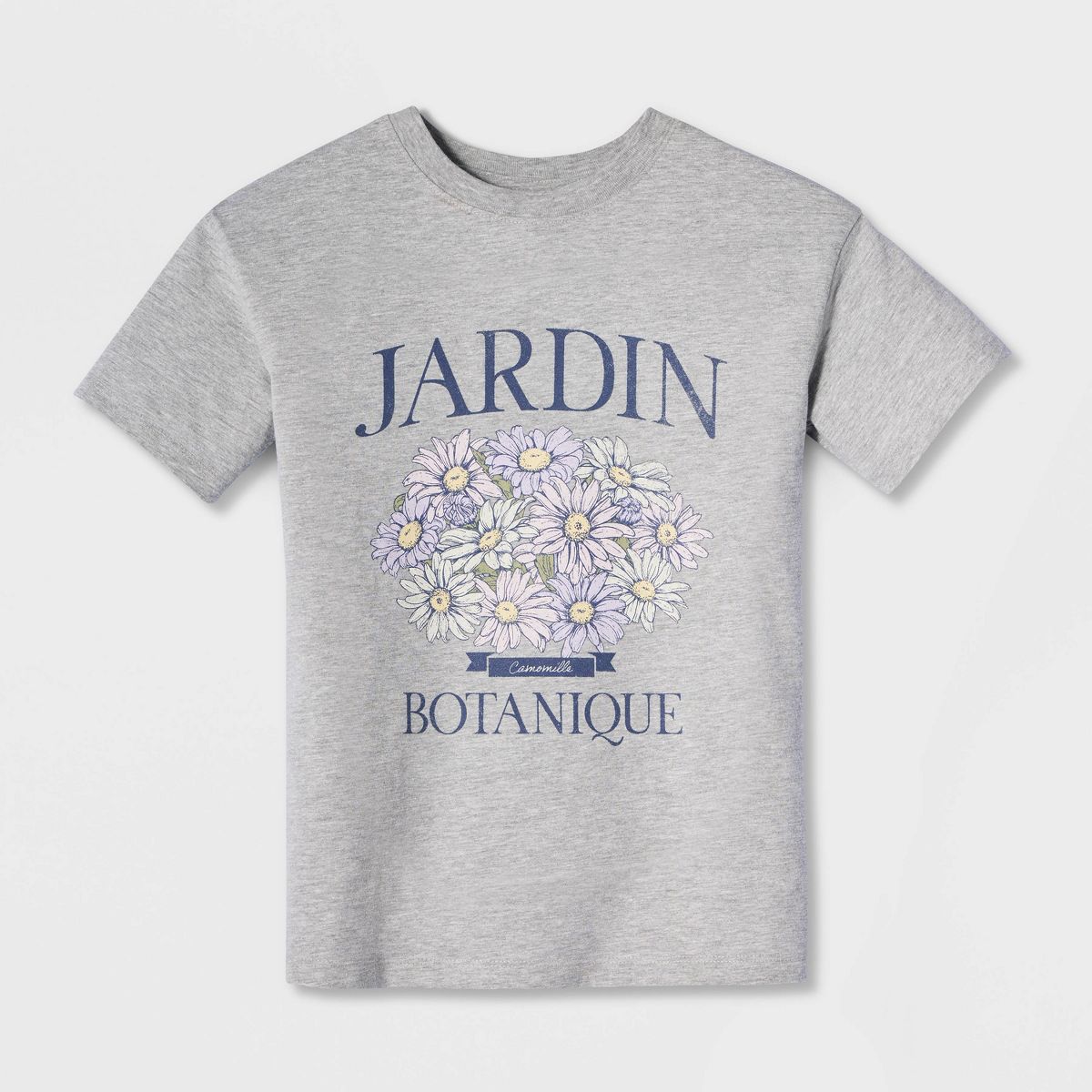 Girls' Short Sleeve 'Jardin' Oversized Graphic T-Shirt - Cat & Jack™ Gray - thumbnail 4