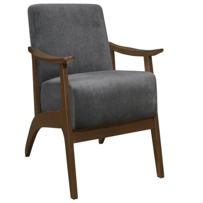 29"1pc Modern Accent Chair Dark Gray Velvet Upholstered