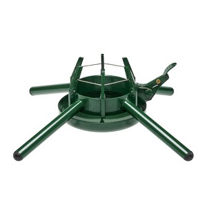 Krinner - Tree Genie Steel - Single Cable Operation, Foot Press Easy Setup, 4 Stabilizer Feet, Up to 15 Feet Live Trees - Christmas Tree Stand, Green - 1 of 4