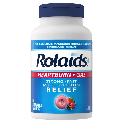Rolaids Heartburn + Gas Chewable Tablets - Berry - 60ct