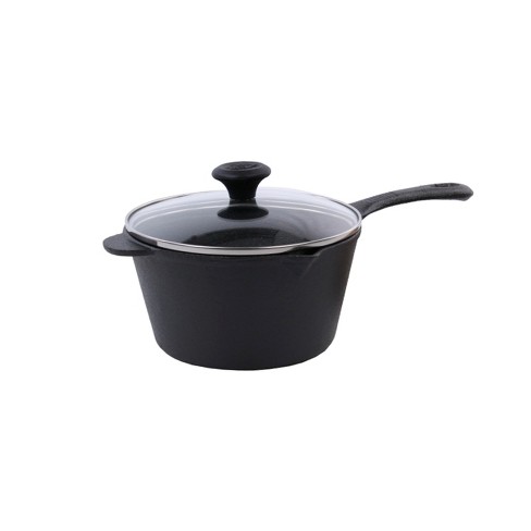 Cast Iron 2.5 Quart Covered Sauce Pan with Pour Spouts & Lid Bayou