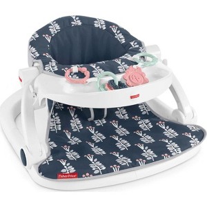 Fisher-Price Portable Baby Chair Sit-Me-Up Floor Seat With Snack Tray And Developmental Toys, Navy Garden - 1 of 4