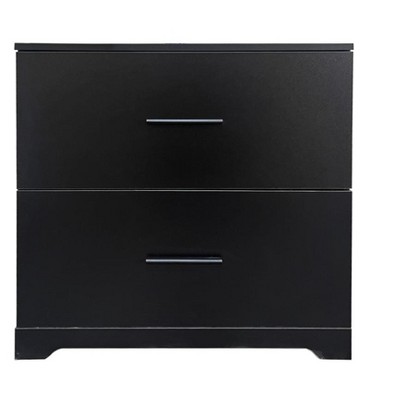 Vynxari 2-Drawer Lateral Filing Cabinet, Stylish Storage Solution for Home Office, Black.