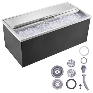 VEVOR Drop in Ice Chest, 36"L x 18"W x 14"H Stainless Steel Ice Cooler, Commercial Ice Bin with Sliding Cover, 40.9 qt Outdoor Kitchen Ice Bar - 1 of 4