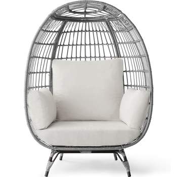 Best Choice Products Wicker Egg Chair Oversized Indoor Outdoor Patio Lounger w/ Steel Frame, 440lb Capacity