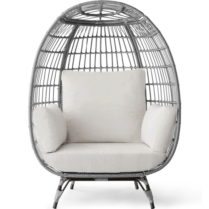 Best Choice Products Wicker Egg Chair Oversized Indoor Outdoor Patio Lounger w/ Steel Frame, 440lb Capacity, 1 of 15