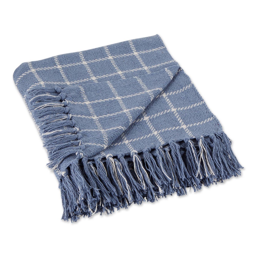 Photos - Duvet 50"x60" Checked Plaid Throw Blanket Stonewash Blue - Design Imports